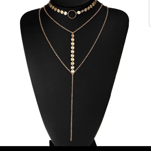 Suzie's Closet Jewelry - Very Sexy Three Layered Coin Necklace Goldtone